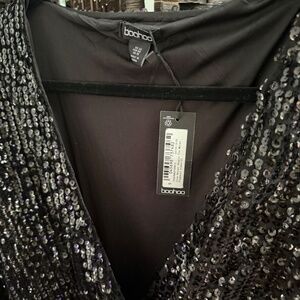 NWT Boohoo Sequins Black Glitter Shiney Romper Plus Size 18